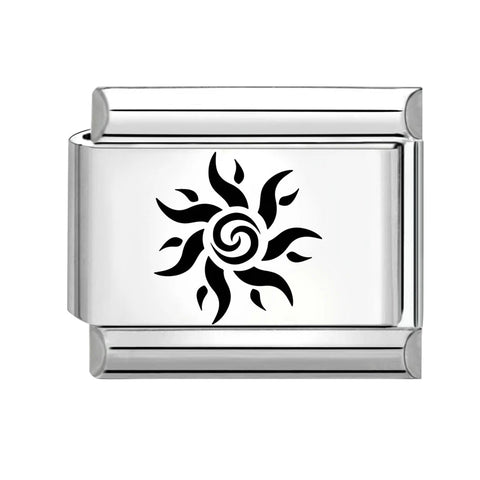 Black Engraving  Eye Jellyfish Butterfly Sun Moon Silver Charm Links