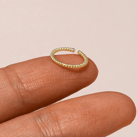 Sterling Silver Pierceing Nose Ring Simple Round Twist Rope Nose Ring Women