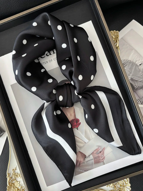 Vintage Chain Print Satin Square Scarf Soft Lightweight Women’s Fashion Accessory