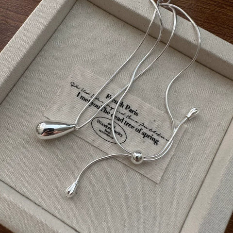 Sterling Silver Luxury Fashion Drop Necklace for Fall/Winter Sweater Chains Simple Versatile Pendant