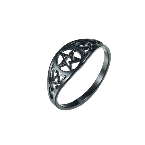 Celtics Knot Pentagram Ring Women Men Stainless Steel Supernatural Rings