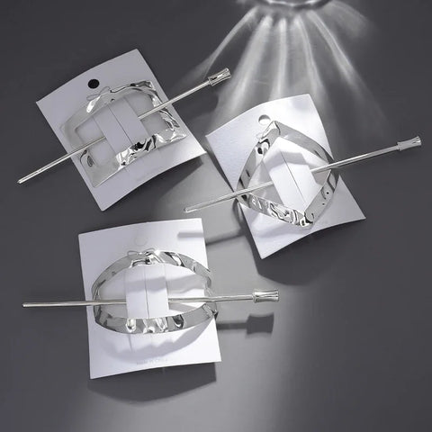 Geometric Gold Silver Color Metal Hair Stick Women Ponytail Holder