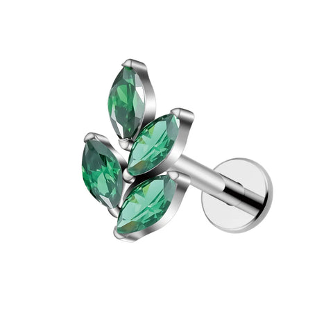 Titanium 16G Marquise CZ Leaf Shaped Cartilage Helix Conch Lobe Ear Piercing