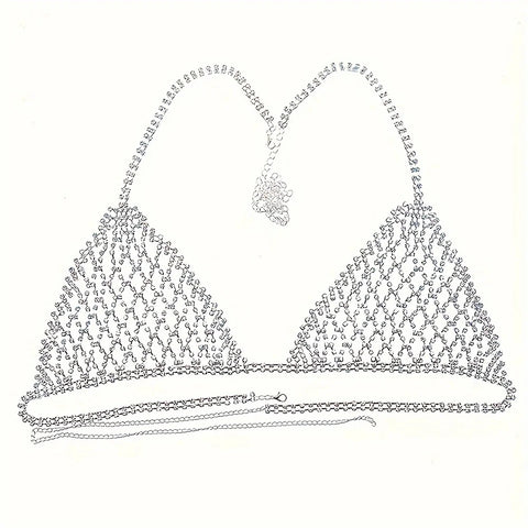 Fashion Hollow Rhinestone  Bra and Thong Set