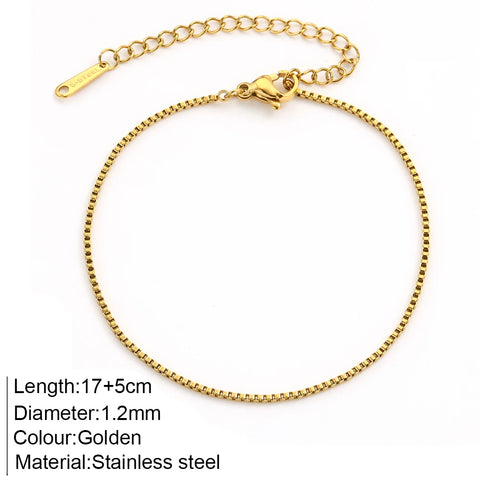 Women's High-end Stainless Steel Bracelets Box Chain Clip Bead Chain Fashion
