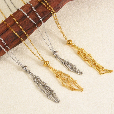 Stainless Steel DIY Stone Collecting Cord Adjustable Holder Collares Jewelry