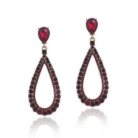 Hollow out Full Diamond Classic Designer Waterdrop Diamond Embedded Earrings