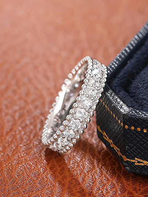 Sterling Silver Simple Classic Gorgeous Round Zircon Ring For Women Engagement Wedding