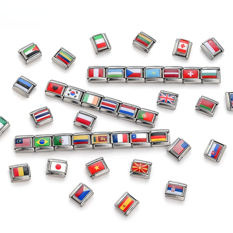 Colorful World Flag Italian Charm Links