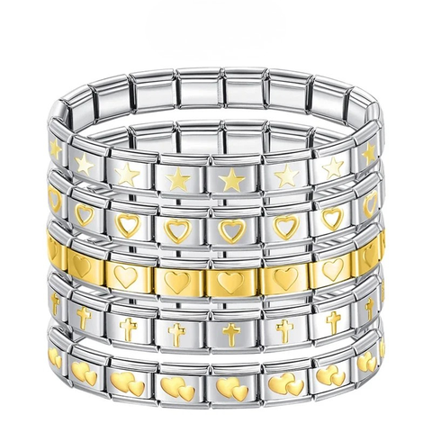 Women's 9mm Itanlian Elastic Star Heart Butterfly Charm Fashion Bracelet