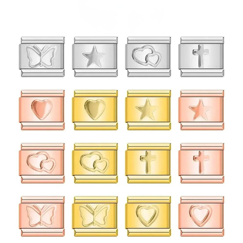 Butterfly Star Cross Romantic Heart Italian  Charm Links