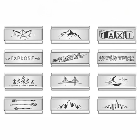 Travel Mountain Paper Boat Italian Charm  Links | Long Links